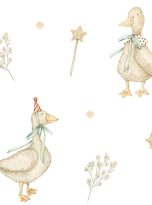 Watercolor,Seamless,Pattern,With,Toy,Goose,,Stars,,Branches,,Dots.,Isolated