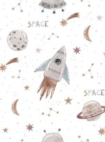 Watercolor,Pattern,With,Rockets,,Planets,And,Stars.