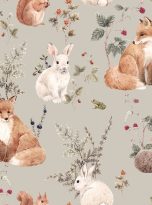 Beautiful,Seamless,Pattern,With,Hand,Drawn,Watercolor,Forest,Fox,Hare