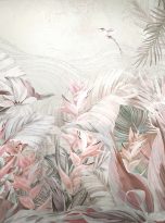 Illustration,Of,Wallpaper,Design,With,Tropic,Leaves,,Palms,And,Bird