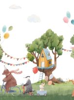 Beautiful,Kid,Mural,With,Composition,Of,Watercolor,Hand,Drawn,Tree