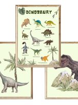 Zestaw 3 plakatów edukacyjnych Dinozaury