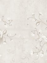 Pattern,Floral,Mural,Wallpaper,With,A,Light,Simple,Gray,Background.