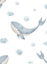 Seamless,Watercolor,Pattern,With,Whales,And,Bubbles,In,Pastel,Colors