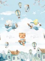 Children’s,Picture,Watercolor,Houses,And,Animals,On,Airplanes