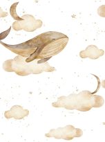 Seamless,Pattern,Monochrome,Whale,Swims,In,Clouds,,Moon,,Stars.,Watercolor